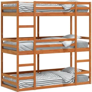 vidaXL - Stapelbed - 3-persoons - massief - grenenhout - wasbruin - 75x190 - cm