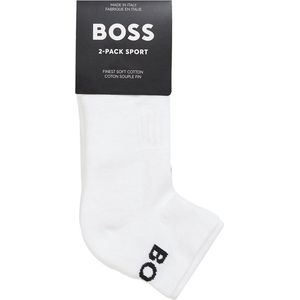 BOSS logo sportsokken (2-pack) - heren enkelsokken - wit - Maat: 43-46
