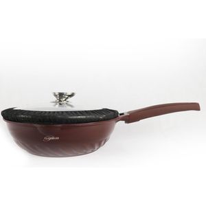 Platinum DAW32 Wokpan met Deksel 32cm - Burgundy