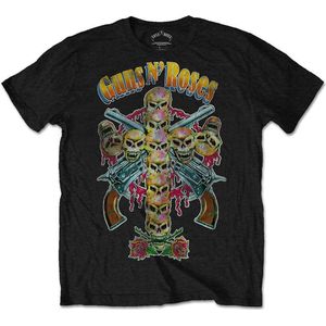 Guns N' Roses - Skull Cross 80s Heren T-shirt - L - Zwart