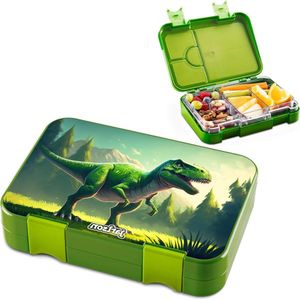 Toni Lunchbox met vakken lekvrij snackbox voor kleuterschool - meisjes en jongens - dinosaurus