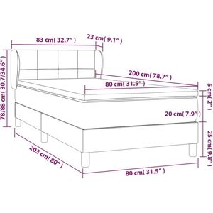 vidaXL Boxspring met matras stof donkerbruin 80x200 cm