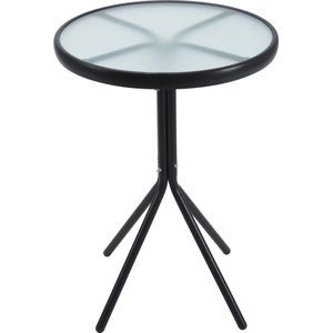 In & Out Deco Bistrotafel - rond - blad rond 50 cm glas - 4 zwarten poten - hoog 70cm