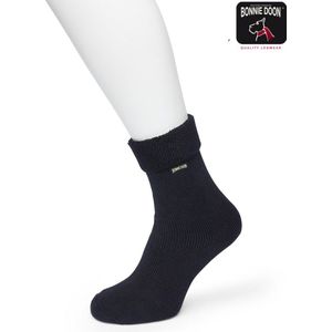 Bonnie Doon Huissokken Dames Zwart maat 36/42 - Warme Slofsokken - Badstof Binnenzijde - Zeer Zachte Winter Sokken - Thuis Sokken - Home Socks - Niet knellend - Gladde naden - Wandelsok - Katoen - Black - BP211123.101