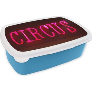 Broodtrommel Blauw - Lunchbox - Brooddoos - Verlicht circus - 18x12x6 cm - Kinderen - Jongen