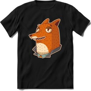 Casual vos T-Shirt Grappig | Dieren fox Kleding Kado Heren / Dames | Animal Skateboard Cadeau shirt - Zwart - S