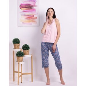 VANILLA - Bonsoir dames pyjama - Pyjamasets - Tweedelig - Viscose - Blauw - PJ1525 - XL