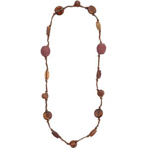 Behave – Handgeknoopte damesketting – Boho natuurlijk accent – Hout glas