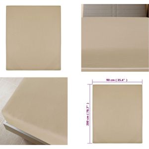 vidaXL Hoeslaken jersey 90x200 cm katoen taupe - Hoeslaken - Dekbedovertrek - Laken - Beddengoed