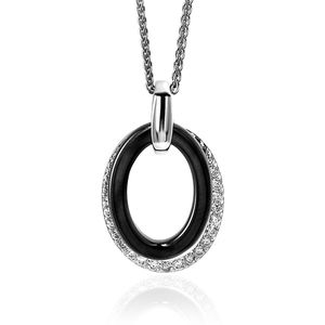 Orphelia ZH-7067 - Pendant Oval Ceramic - Zilver 925 - Zirkonia / Keramiek - 42 + 3 cm