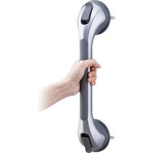 Handgrepen voor Badkamer - 43cm - Zuiggrepen voor Gehandicapten - MAX 109 KG - Afneembare - Veiligheids Douchegrepen - Heavy Duty - Badgreep voor Senioren & Ouderen - Sterke Handgreep - Zilver