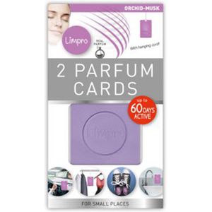 2 Parfum cards - Geurzakje - Auto luchtverfrisser - Geurhanger - Set van 2 - Orchidee Musk geur - Paars - 16.5 x 9.5 - Kledingkast - Badkamer - Schoenen