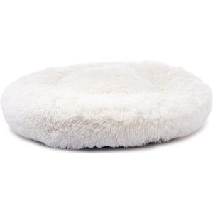 Donutmand - Hondenkussen Fluffy - Rond - Wit - Diameter 60cm - Super Zacht