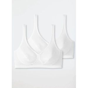 SCHIESSER 95/5 bralette (2-pack) - dames bustier met cups biologisch katoen wit - Maat: 75B