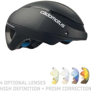 CADOMOTUS Omega Aero Helm | Professionele Aerodynamische Helm | Schaatshelm | Fietshelm | Triathlonhelm | Ultra Licht & Lage weerstand | Voor Volwassenen | Maat M (54 - 57 cm) Matzwart | Vizier Optioneel
