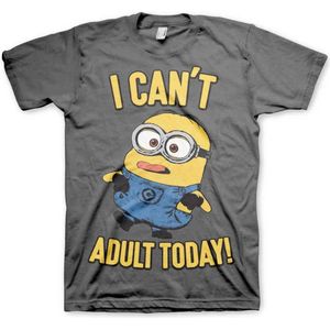 Minions Heren Tshirt -M- I Can't Adult Today Grijs