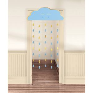 Babyshower decoratie - jongen - deurgordijn - blauw/goud - baby shower - it's a boy