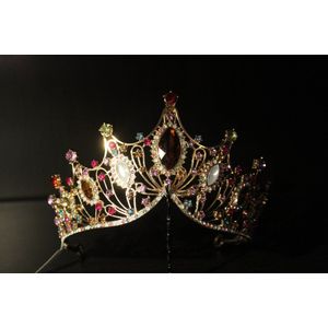 Mooie tiara, kroon, bruid, prinses, haaraccessoire, luxe diadeem, Haarpin, bloemen, haarpin, strass, koningin