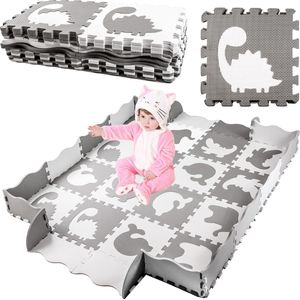 Speelmat Baby - Foam - 145x145cm - Grij - Wit