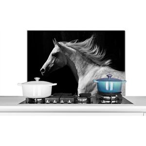 Spatscherm keuken 80x55 cm - Kookplaat achterwand Paarden - Boerderijdier - Manen - Muurbeschermer - Spatwand fornuis - Hoogwaardig aluminium