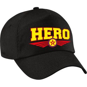 Hero pet zwart voor kinderen - superheld baseball cap - hero jarig / kado pet