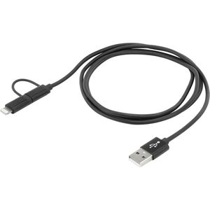 Ansmann Apple iPad/iPhone/iPod, Mobiele telefoon, Laptop Laadkabel [1x USB-A 2.0 stekker - 1x Micro-USB-stekker, Apple dock-stekker Lightning] 1.20 m Zwart