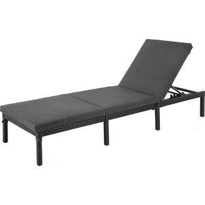 Ligbed Angelina Deluxe - Zonnebed - Met Kussen - Tuinligbed - Zwart - Loungebank - 59x198x28cm