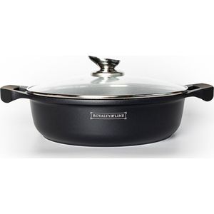 Royalty Line ® BR30ML Braadpan Inductie - Stoofpot - Ø 30 cm / 4.8 Liter - Voor Alle Warmtebronnen - Met Glazen Deksel - Zwart