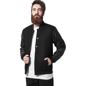 Urban Classics - Oldschool College jacket - XS - Zwart/Zwart
