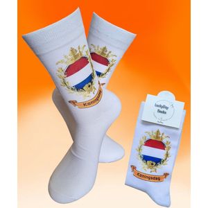 Koningsdag - Oranje sokken - Koning - Oranjefeest - 27april - vrolijke sokken - - Willempie feest - grappige sokken - Nederland - Holland - Socks waar je Happy van wordt - Maat 37-44