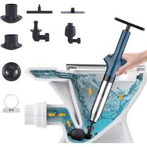 Hogedruk Toiletontstopper Kit met Vervangbare Koppen - Afvoerontstopper voor Toilet, Badkuip en Douche
