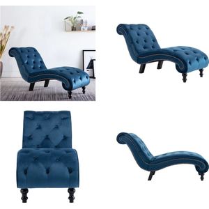 vidaXL Chaise longue fluweel blauw - Chaise Longue - Chaise Longues - Loungestoel - Loungestoelen