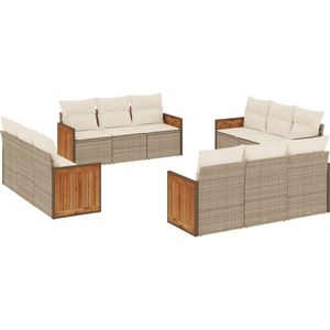 vidaXL Loungeset 12-delig - Beige - Inclusief Kussens Loungebank - Tuinset - Lounge Set - Buitendecoratie - Garden Furniture