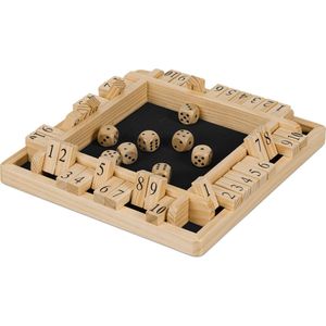 Relaxdays shut the box - 4 spelers - hout - gezelschapsspel hout - dobbelspel - rekenspel