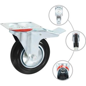 The Living Store 8 st Zwenkwielen 160 mm - Zwenkwielset - Transportwiel - Rolstoel Onderdelen - Werkbank Wielen - Meubelwiezen