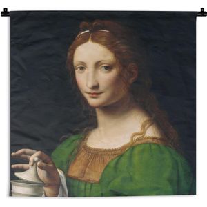 Wandkleed Da Vinci - Maria Magdalena - Leonardo da Vinci Wandkleed katoen 180x180 cm - Wandtapijt met foto