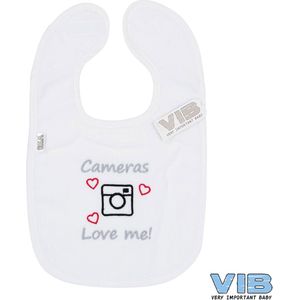 VIB® - Slabbetje Luxe velours - Cameras Love me - Babykleertjes - Baby cadeau