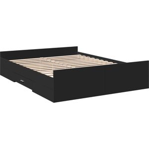 vidaXL-Bedframe-met-lades-bewerkt-hout-zwart-150x200-cm