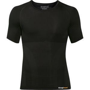 Knapman Compressieshirt Rondhals 2.0 Zwart | Figuur- en Houding Corrigerend shirt voor Mannen | Maat XXL