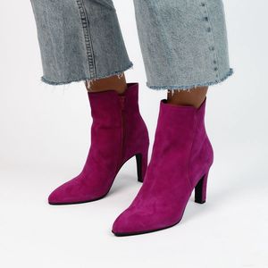 Manfield Suède Enkellaarzen Fuchsia