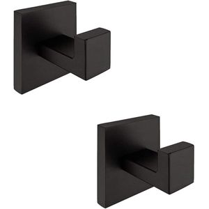 Ibenzoa® Stijlvolle Zwarte Wandhaken van Roestvrij Staal voor Badkamer en Keuken, Set van 2 Stuks