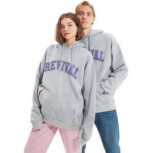 Trendyol Zwarte Oversized/Wijde Snit Capuchon Fleece Binnenkant/Warme Unisex Sweatshirt Tmnaw22Sw1462