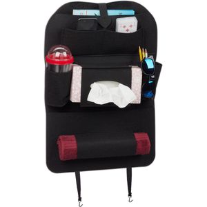 Relaxdays autostoel organizer - auto organizer kind - groot - bescherming stoel - 7 vakken