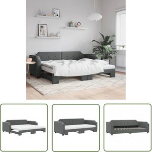 The Living Store Slaapbank onderschuifbed matrassen 80x200 cm stof donkergrijs - Slaapbank - Donkere Grijze Slaapbank - Tweepersoons Slaapbank - Onderschuifbed - Sofa Bed