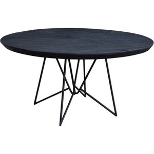 Eettafel rond mango zwart - 130 x 130 x 75 cm - Buispoot