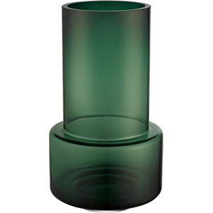 Luxe donkergroene design vaas - hoge bloemenvaas - Belgisch merk - 9mm dik glas