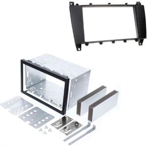 Autoradio-Radioframe-Set-Dubbel-DIN-Compatibel-Met-Mercedes-Benz-C-Klasse-W203-S203-CL203-CLC-2004-2007-Metalen-Inbouwframe-2-DIN-Zwart