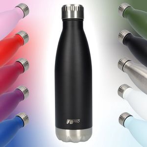 RVS Thermosfles - Waterfles - Drinkfles - Thermoskan - Isoleerkan - Modern design - Compact formaat - Ideaal voor warm en koud weer - Dubbelwandig - 500ML - Zwart - Black