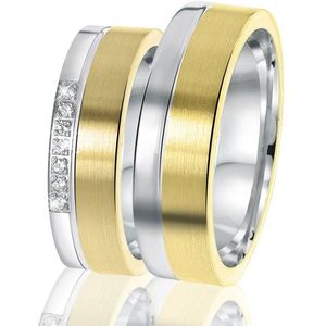 Lucardi Heren Vriendschapsring Benidorm - Ring - Cadeau - Echt Zilver - Zilver en Goudkleurig