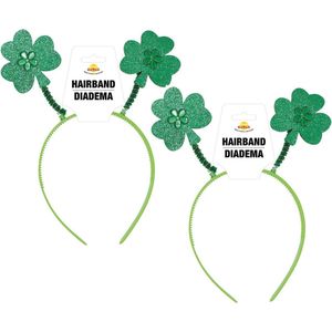 Fiestas St. Patricks day verkleed diadeem/haarband - 2x - groen - Ierland thema feest accessoires